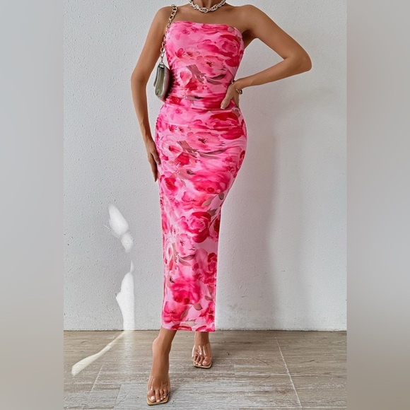 Summer Maxi Bodycon 
Strapless Tube Top Printed Long Party Club Slit Dress
8069 - Picture 4 of 7